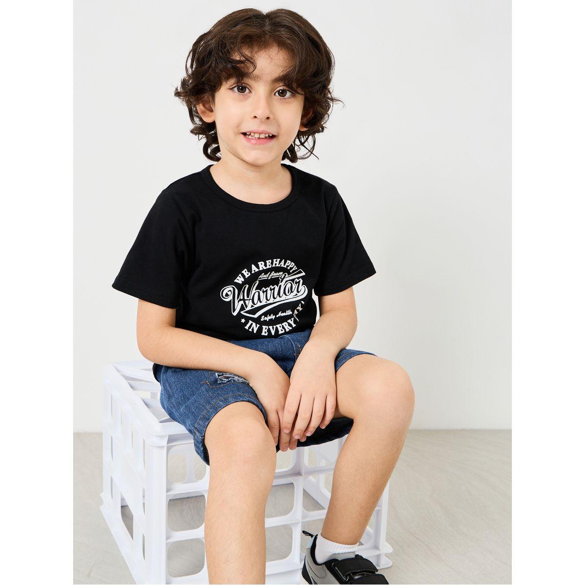 Styli Printed T-shirt and Denim Short Set-boys-clothing-setsandcoords-image-6