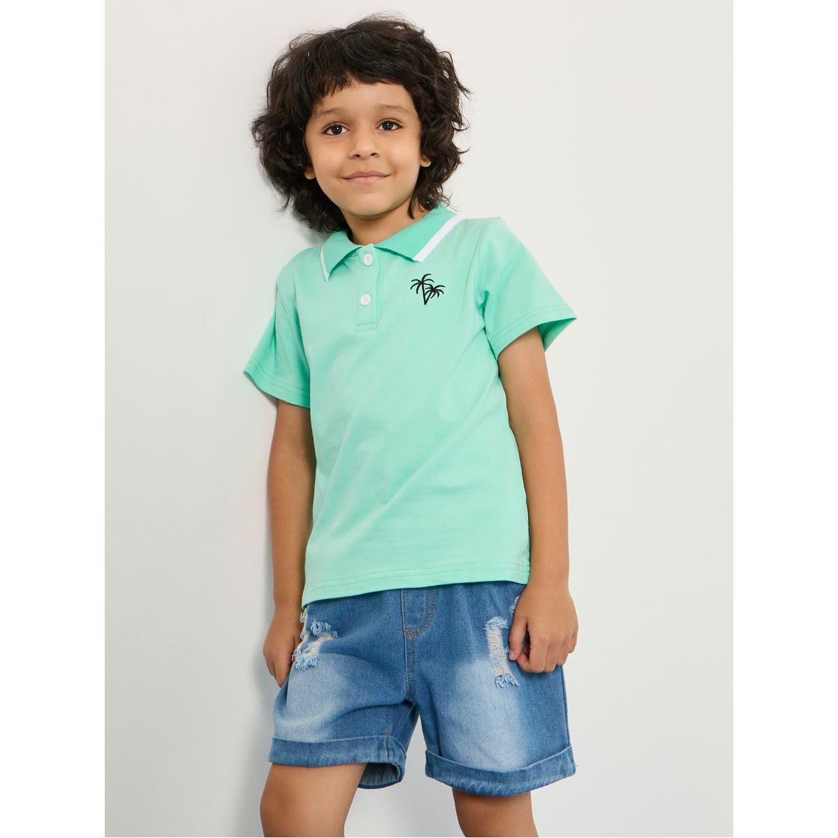 Styli Embroidered Polo T-Shirt & Denim Shorts Set-boys-clothing-setsandcoords-image-3