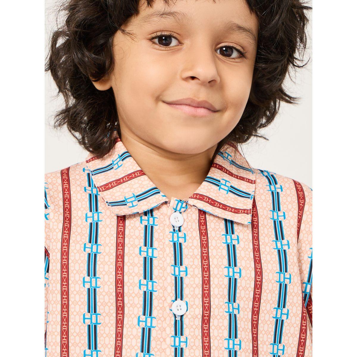 Styli Set of 3 - Printed T-Shirt, Striped Shirt & Shorts-boys-clothing-setsandcoords-image-6