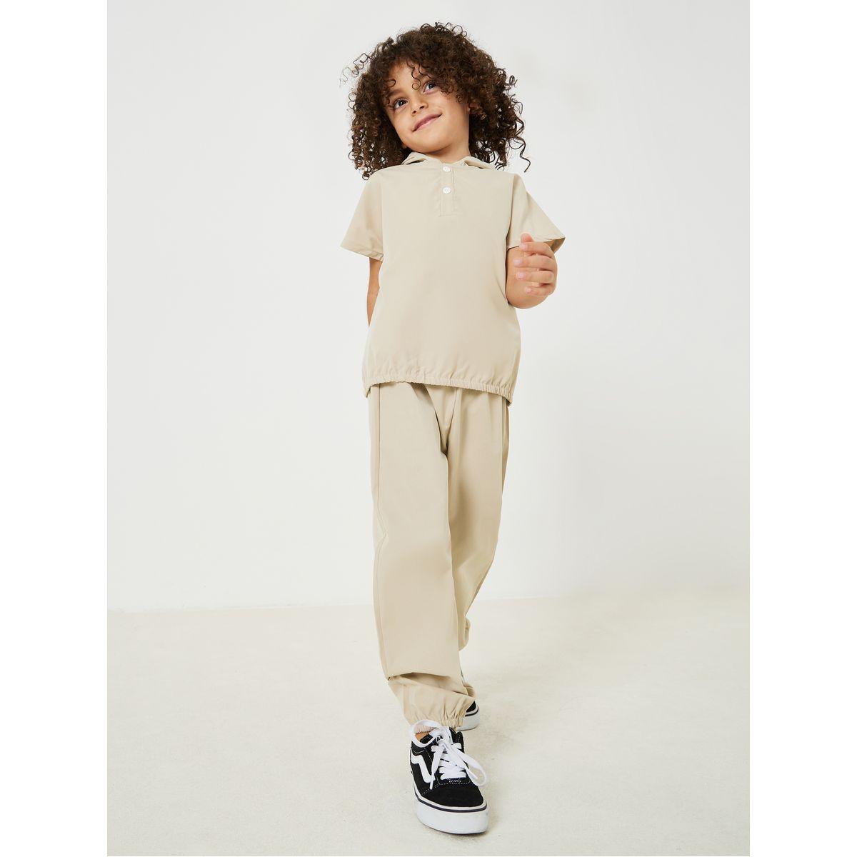 Styli Button Placket Hooded Top & Pants Set-boys-clothing-setsandcoords-image-2