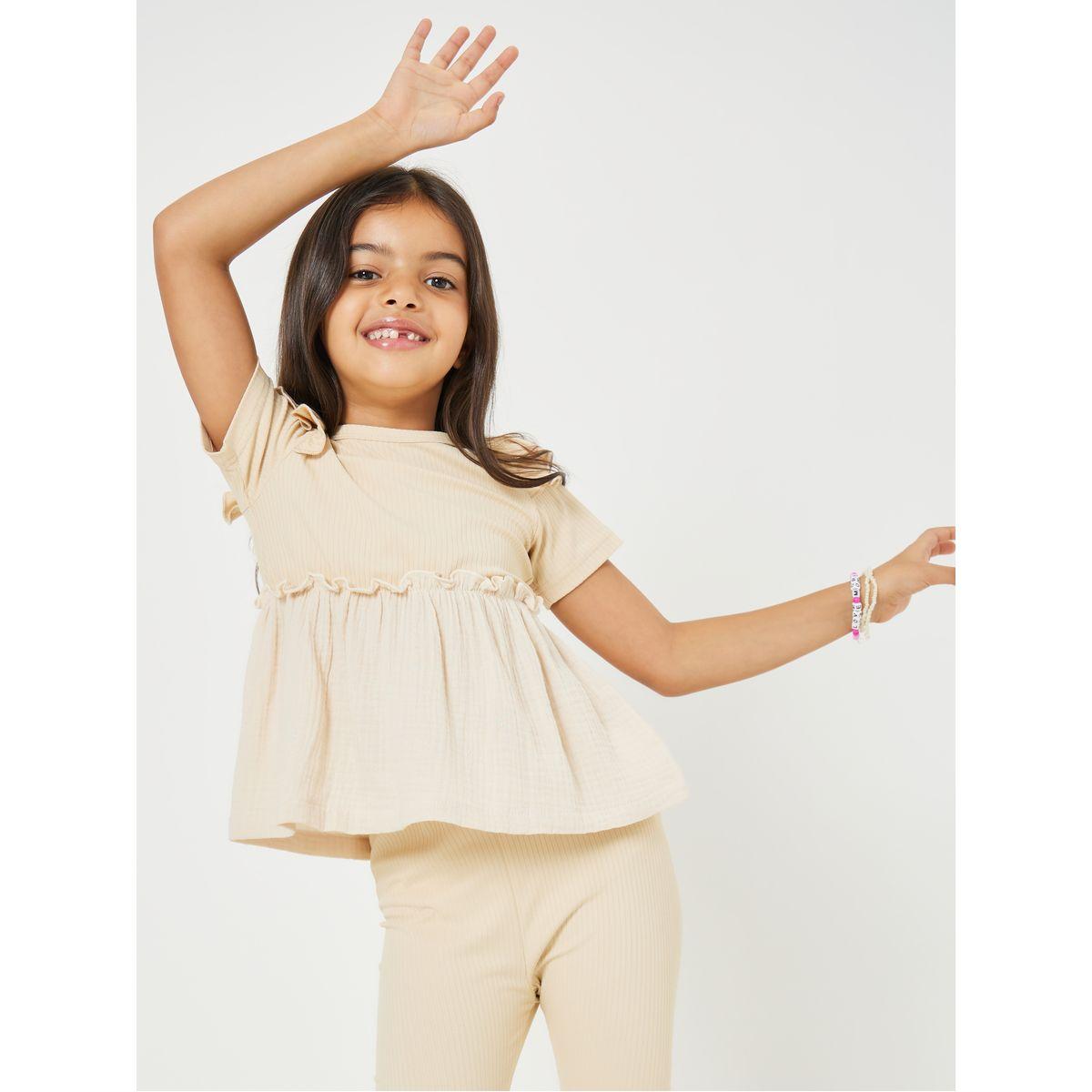 Styli Ribbed Knit Ruffle Hem Top & Leggings Set-girls-clothing-setsandcoords-image-3