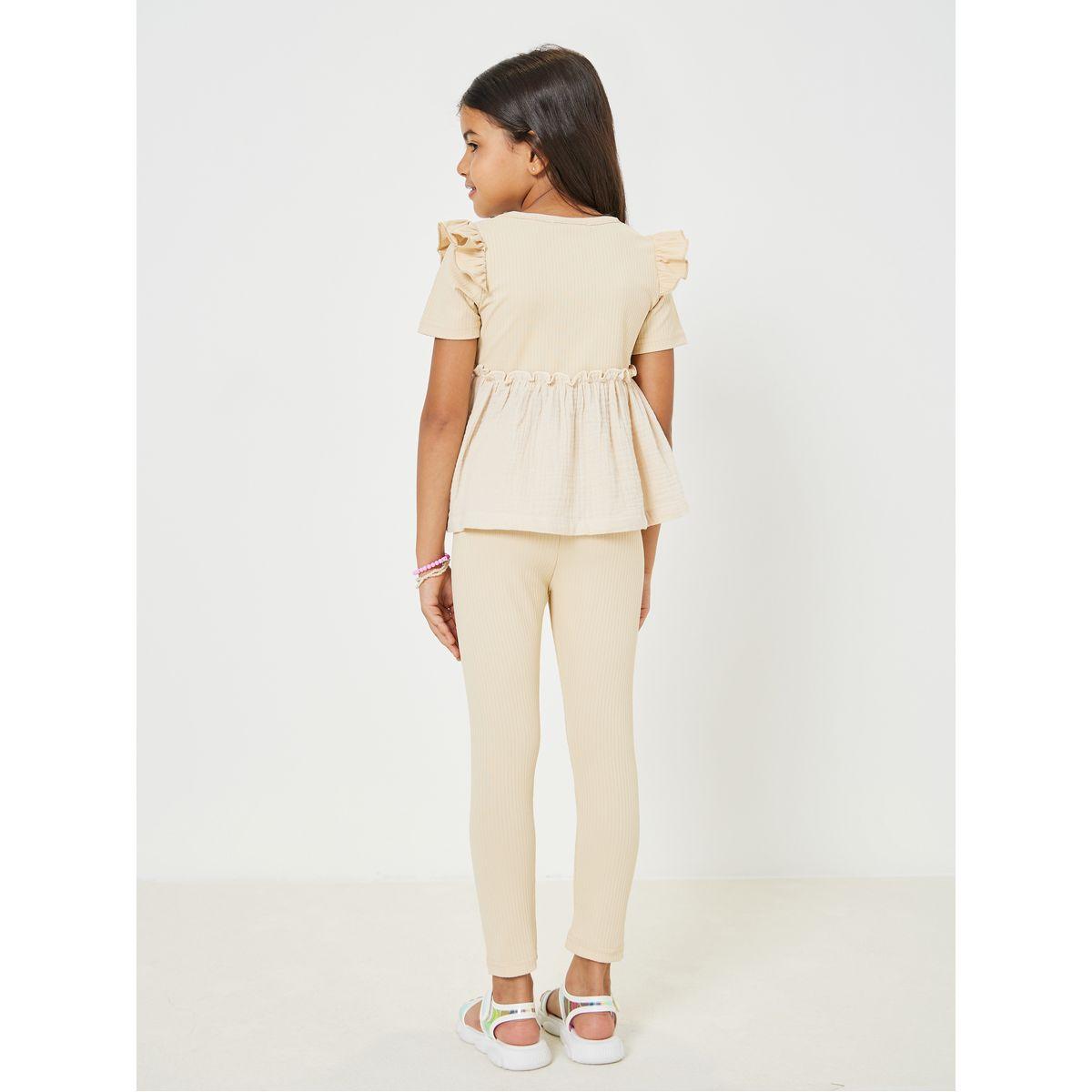 Styli Ribbed Knit Ruffle Hem Top & Leggings Set-girls-clothing-setsandcoords-image-6
