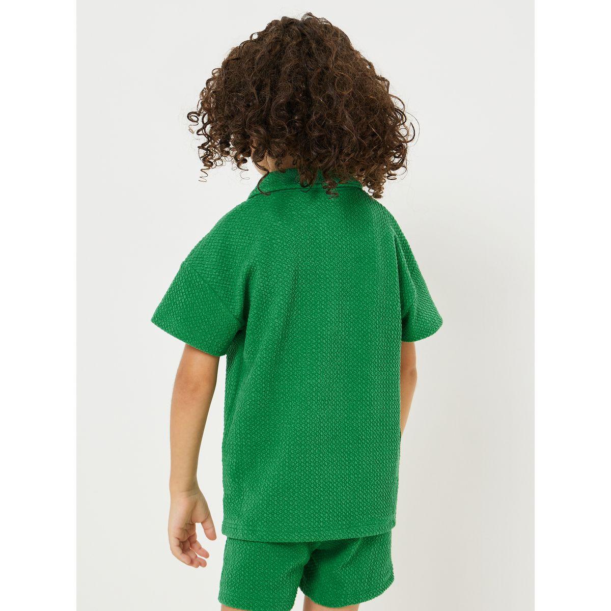 Styli Half Zip Textured Polo T-Shirt & Shorts Set-boys-clothing-setsandcoords-image-3