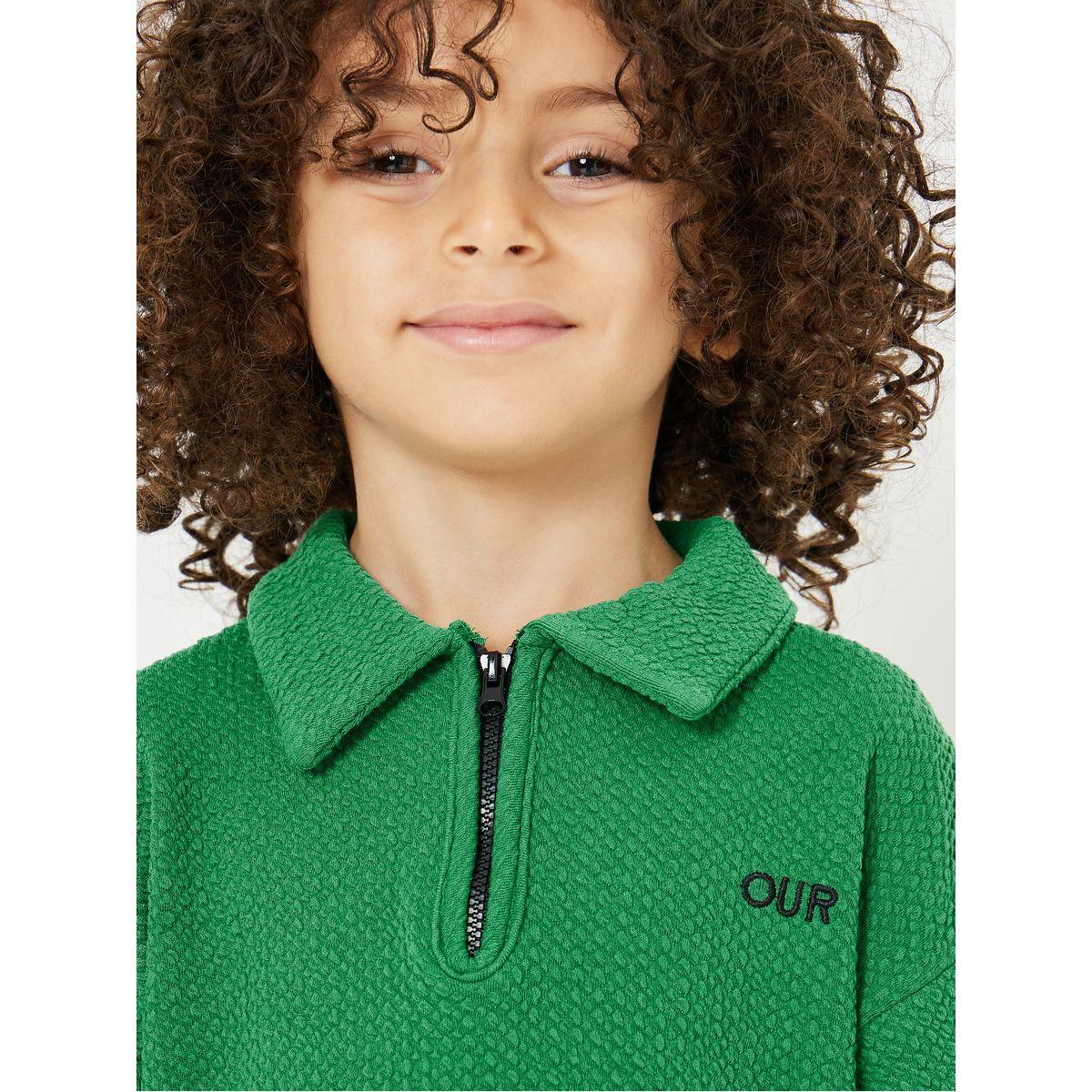Styli Half Zip Textured Polo T-Shirt & Shorts Set-boys-clothing-setsandcoords-image-4