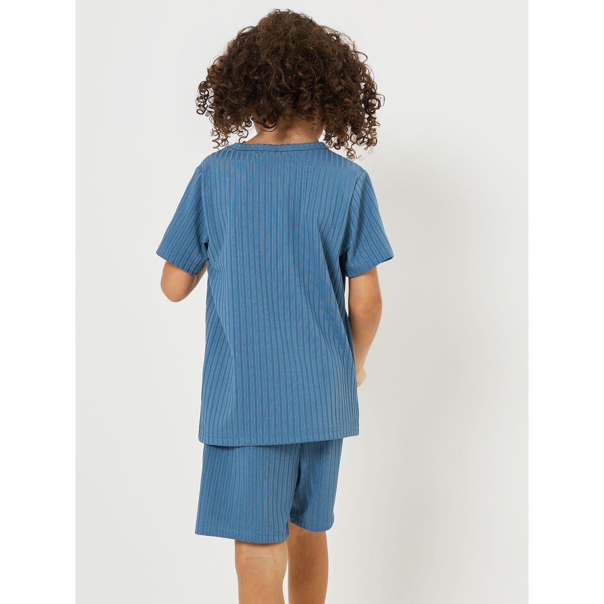 Styli Patch Detail Ribbed T-Shirt & Shorts Set-boys-clothing-setsandcoords-image-5