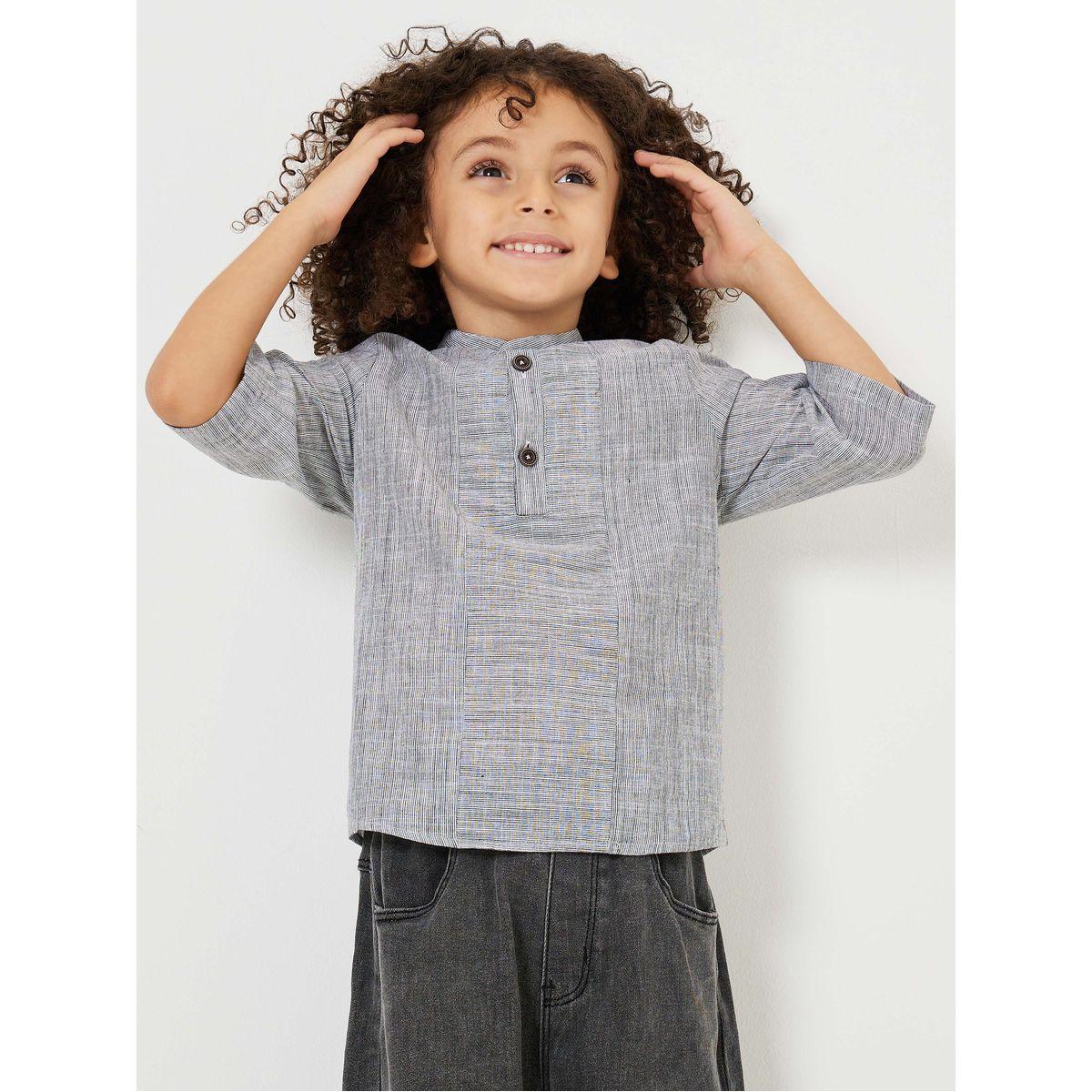 Styli Roll-Up Sleeve Button Front Shirt-boys-clothing-shirts-image-1