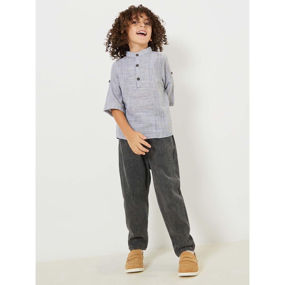 Styli Roll-Up Sleeve Button Front Shirt-boys-clothing-shirts-image-2