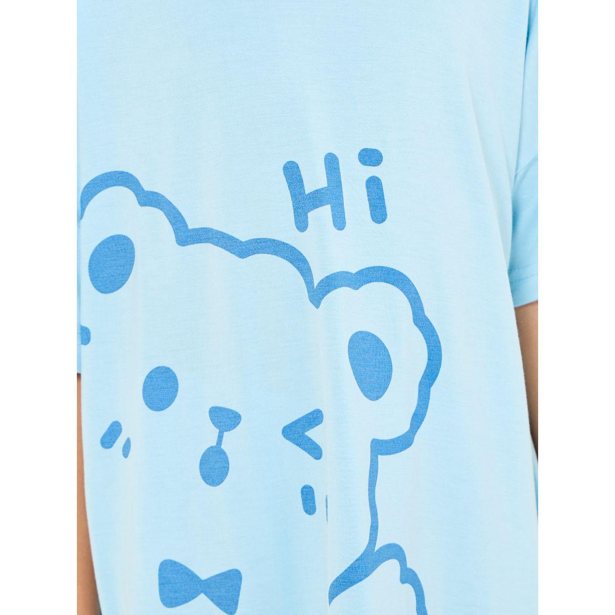 Styli Bear Graphic T-Shirt & Shorts Set-boys-clothing-nightwear-image-4
