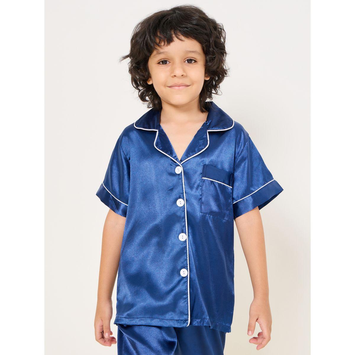 Styli Satin Piping Detail Shirt & Shorts Set-boys-clothing-nightwear-image-3