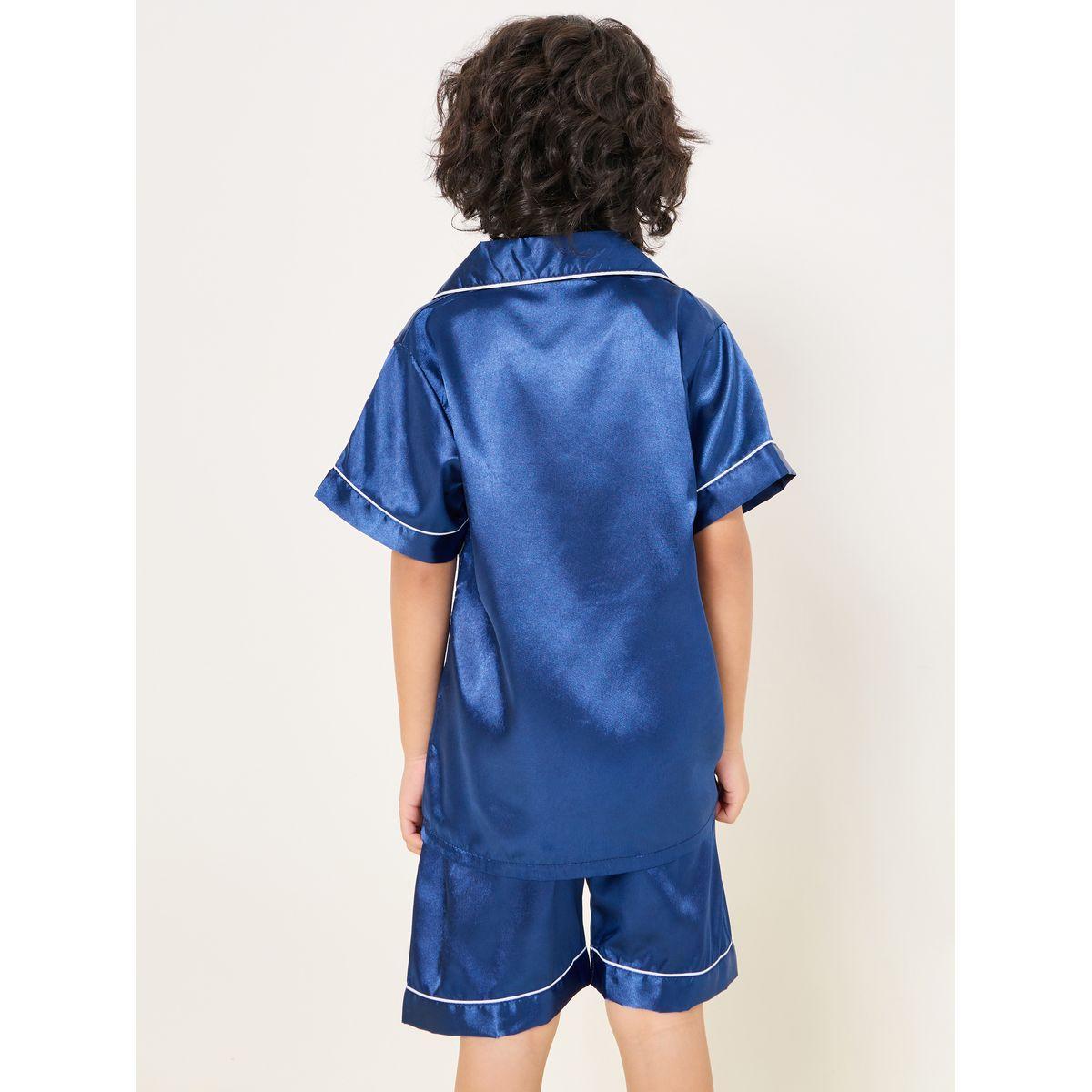 Styli Satin Piping Detail Shirt & Shorts Set-boys-clothing-nightwear-image-6