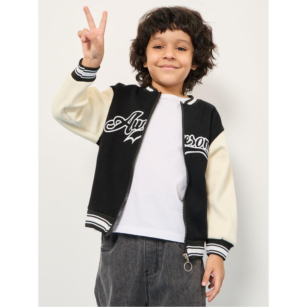 Styli Colorblock Slogan Print Jacket -boys-clothing-jacketsandcoats-image-2