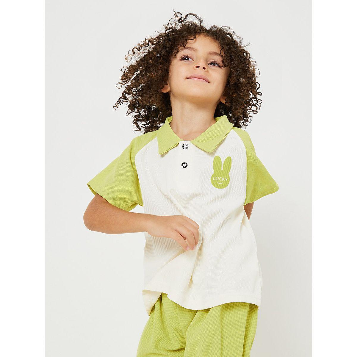 Styli Rabbit Graphic Polo T-Shirt & Shorts Set-boys-clothing-setsandcoords-image-2