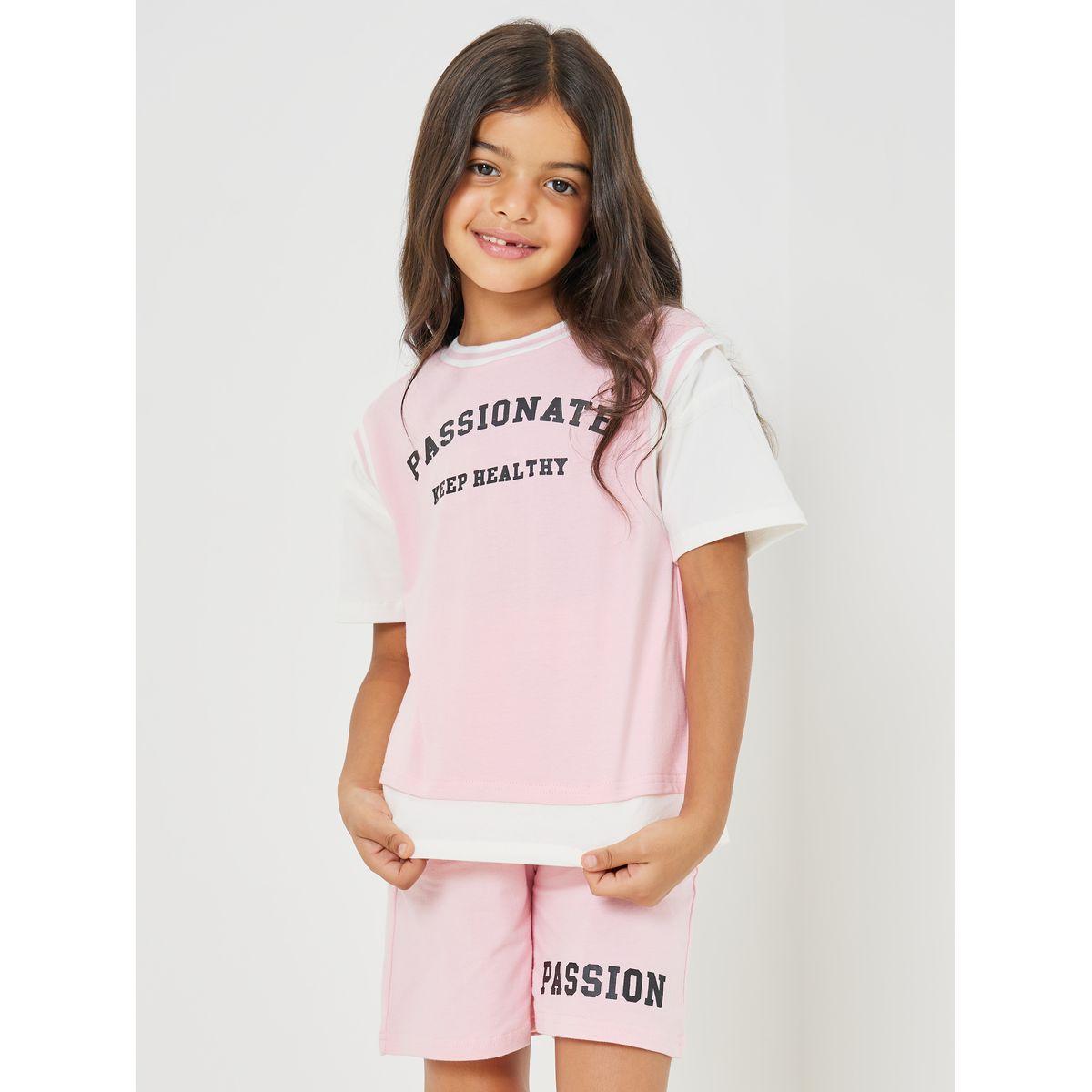 طقم بيجاما من ( تيشيرت + شورت )-girls-clothing-setsandcoords-image-1