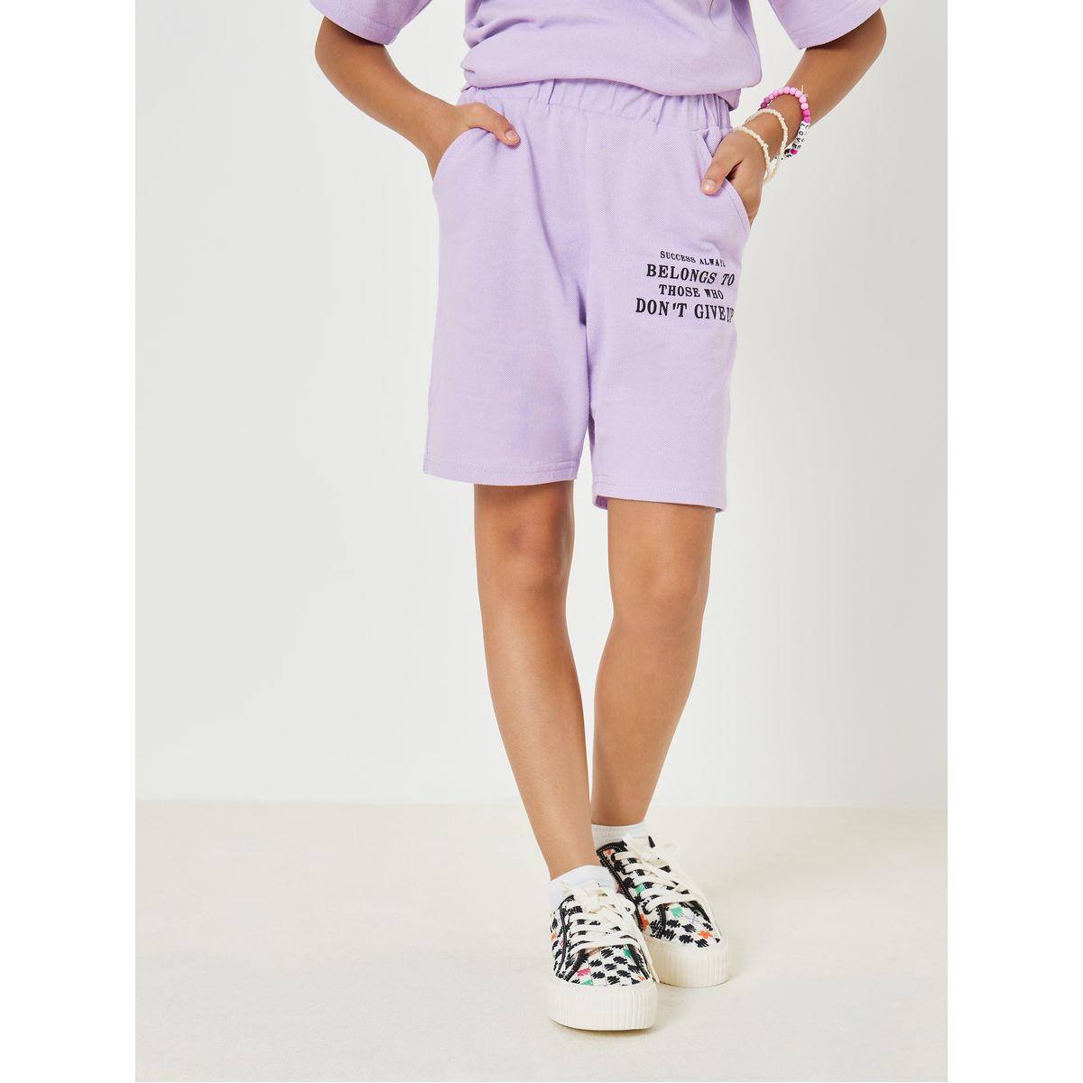 Styli Slogan Print Cotton Polo T-Shirt & Shorts Set-girls-clothing-setsandcoords-image-5