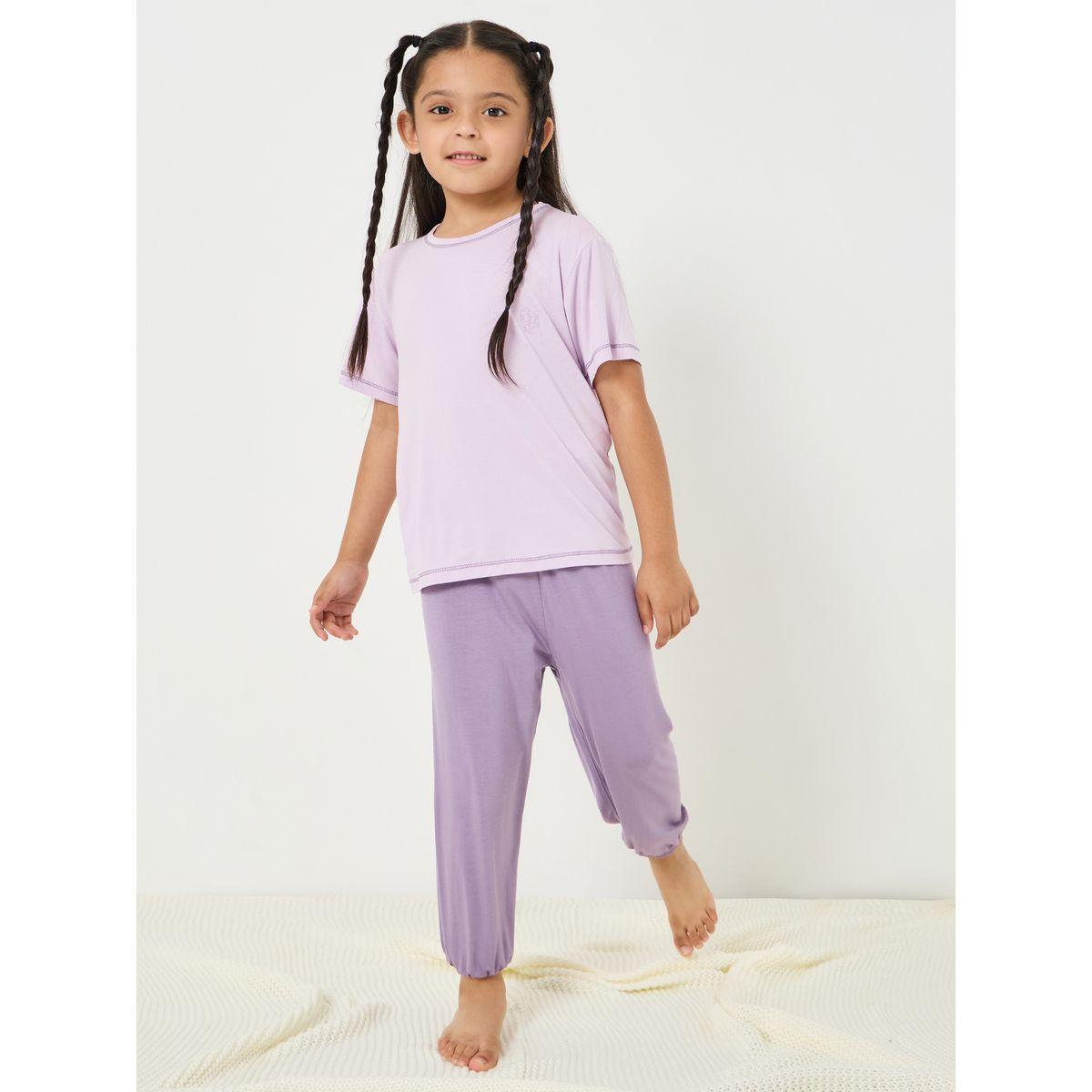 Styli Stitch Detail T-shirt & Pyjama Set-girls-clothing-nightwear-image-2