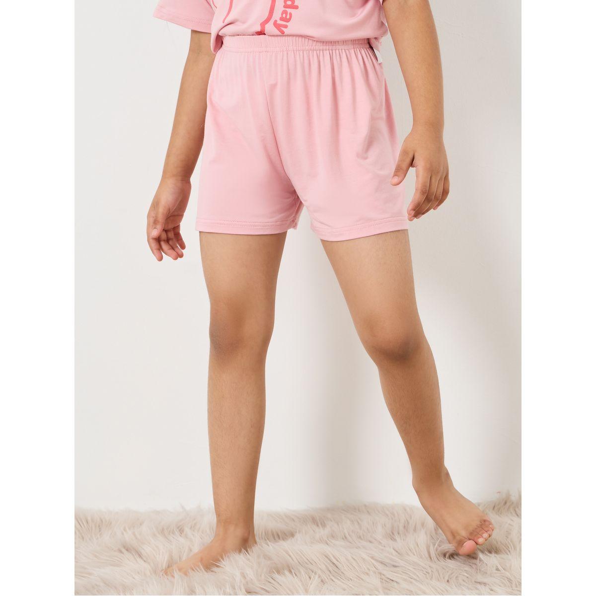 Styli Contrast Printed T-shirt & Shorts Set-girls-clothing-nightwear-image-5