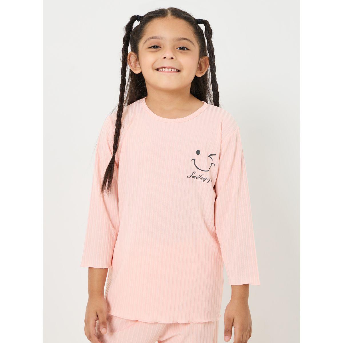 Styli 3/4 Sleeves Ribbed Knit T-shirt & Pyjama Set-girls-clothing-nightwear-image-3