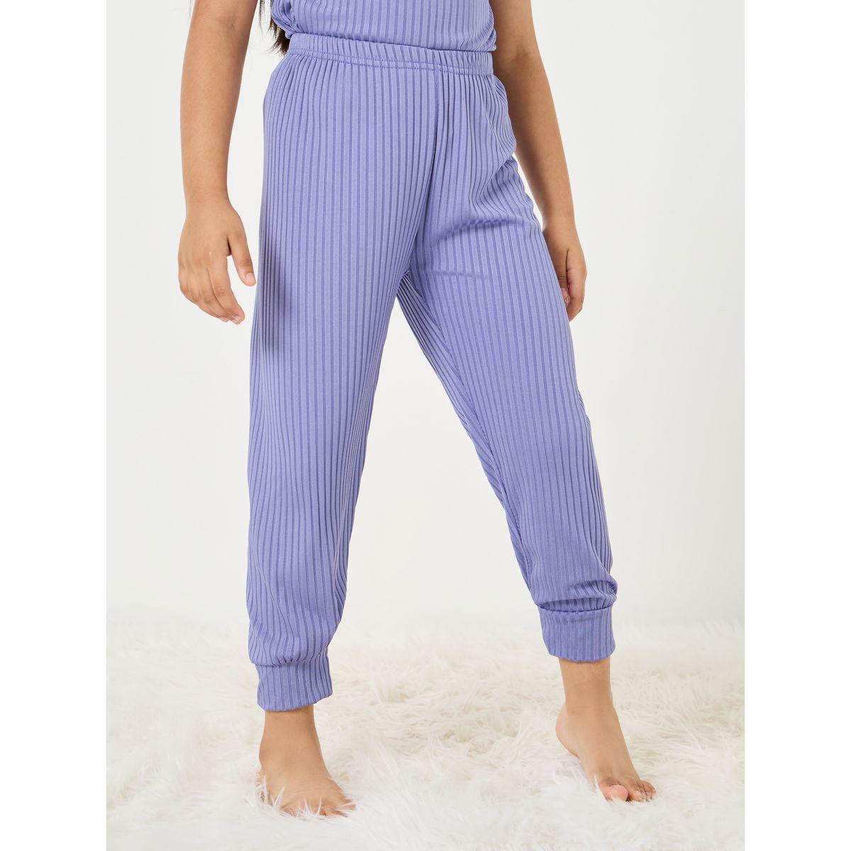 Styli Solid Ribbed Knit T-shirt & Pyjama Set-girls-clothing-nightwear-image-4