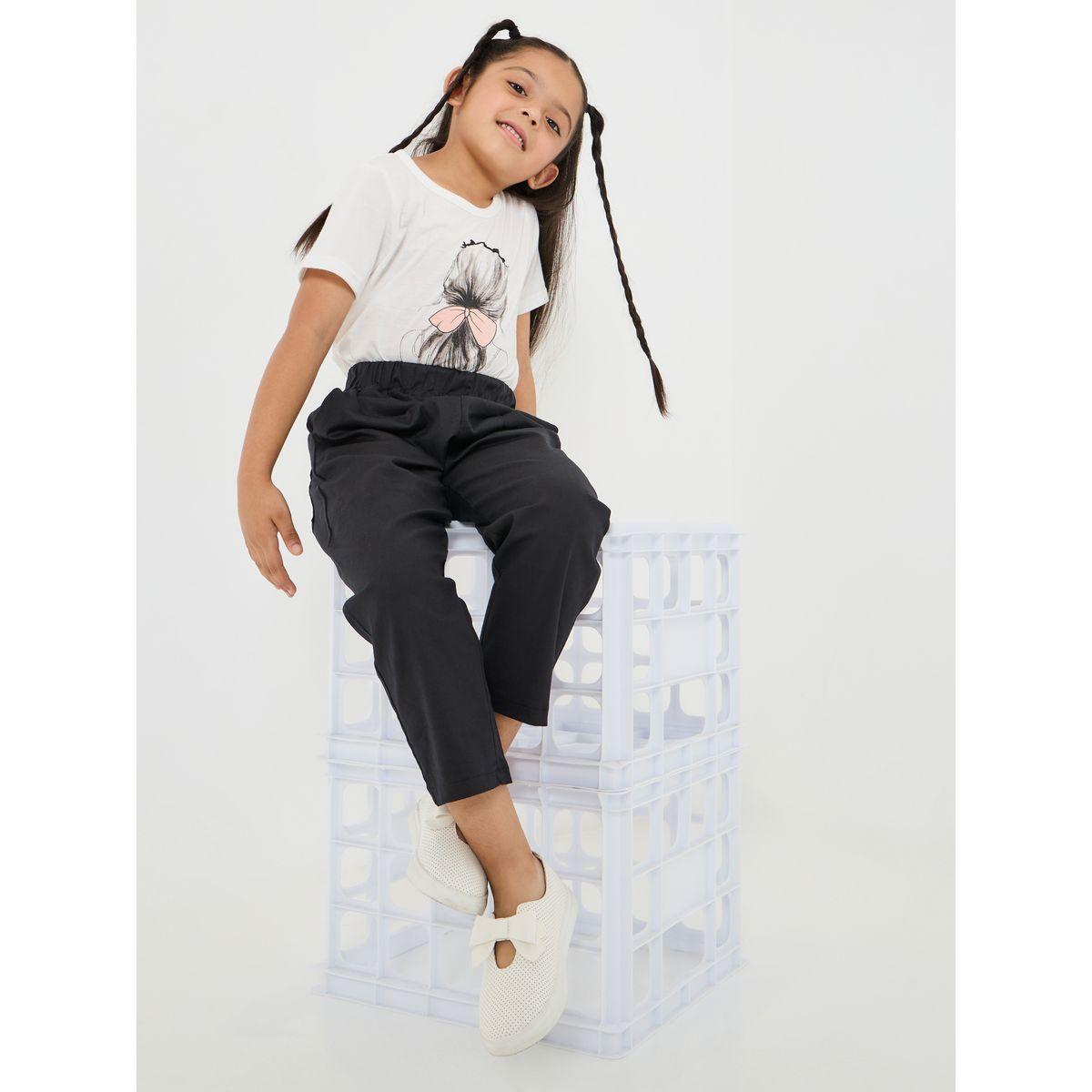 Styli High Rise Elastic Waistband Cotton Pant-girls-clothing-bottoms-trousers-image-1
