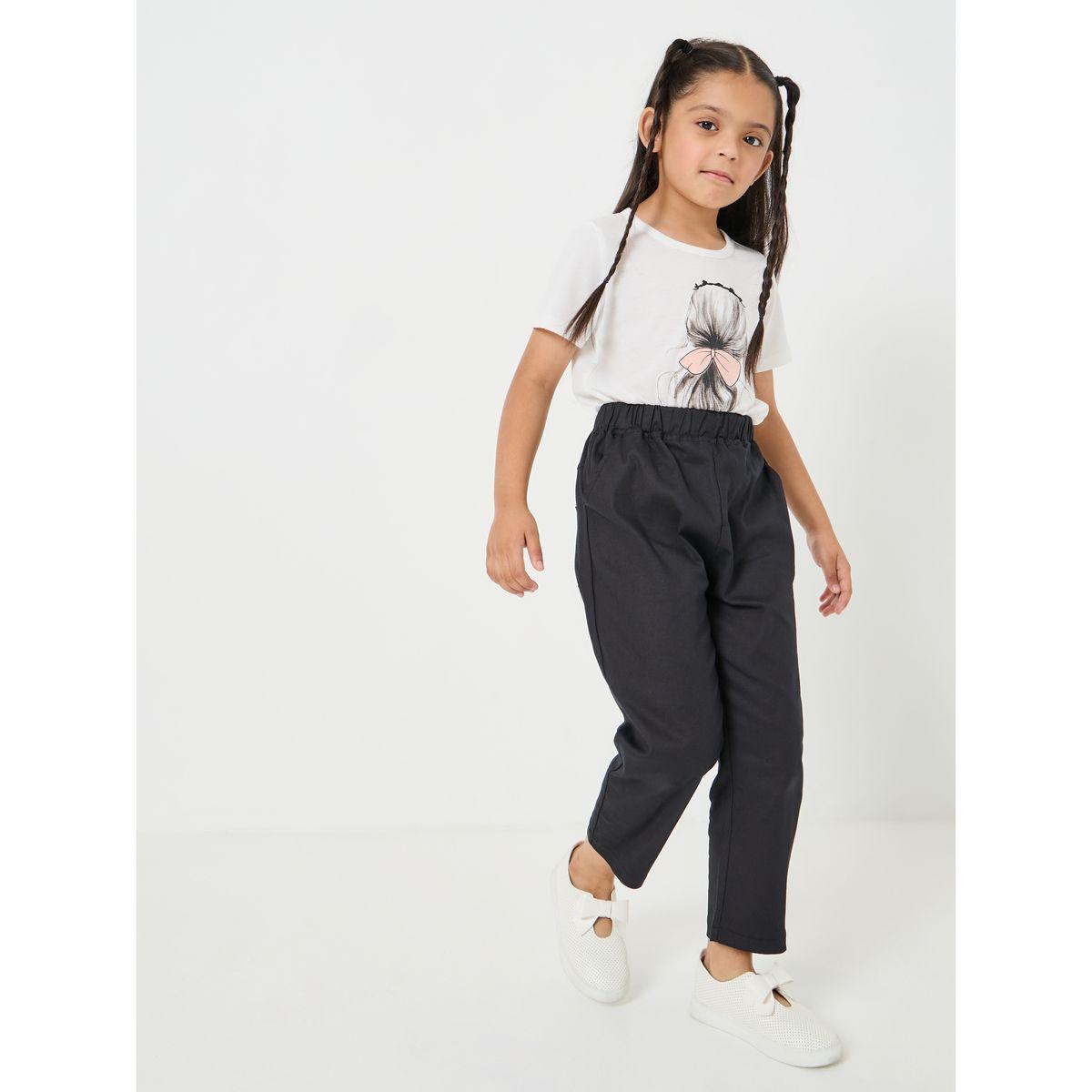 Styli High Rise Elastic Waistband Cotton Pant-girls-clothing-bottoms-trousers-image-3