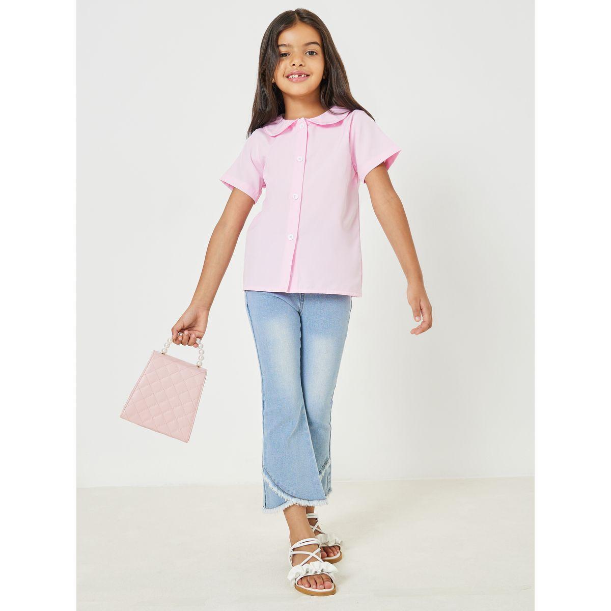Styli Peter Pan Collar Button Placket Shirts-girls-clothing-blousesandshirts-image-2