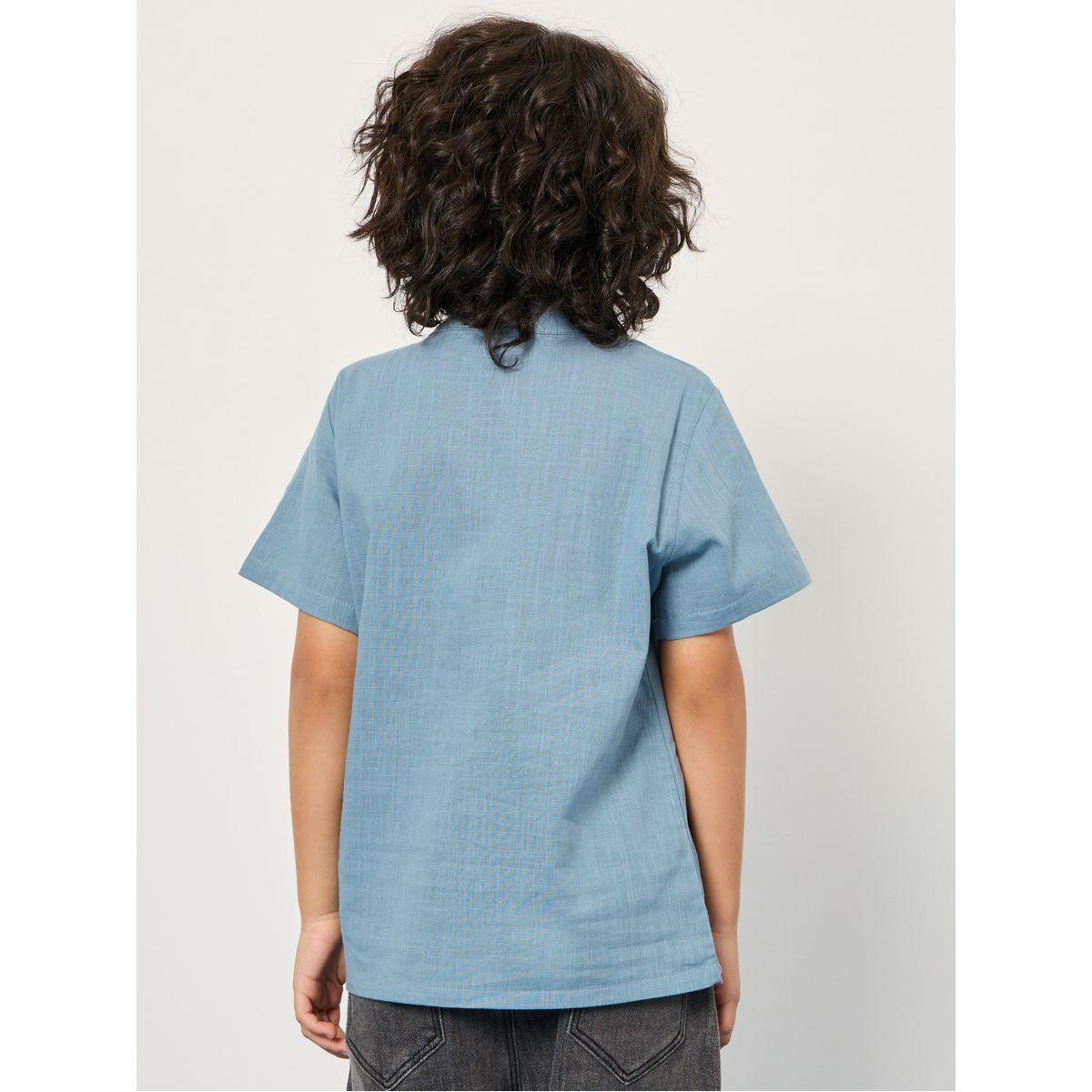 Styli Half Button Placket Henley Neck Shirt -boys-clothing-shirts-image-4