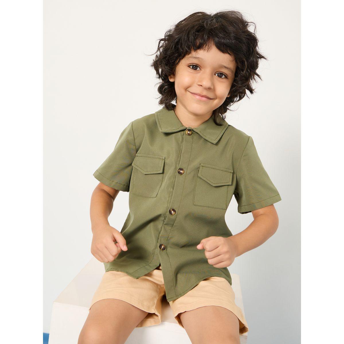 Styli Flap Pocket Shirt with Buttons-boys-clothing-shirts-image-1