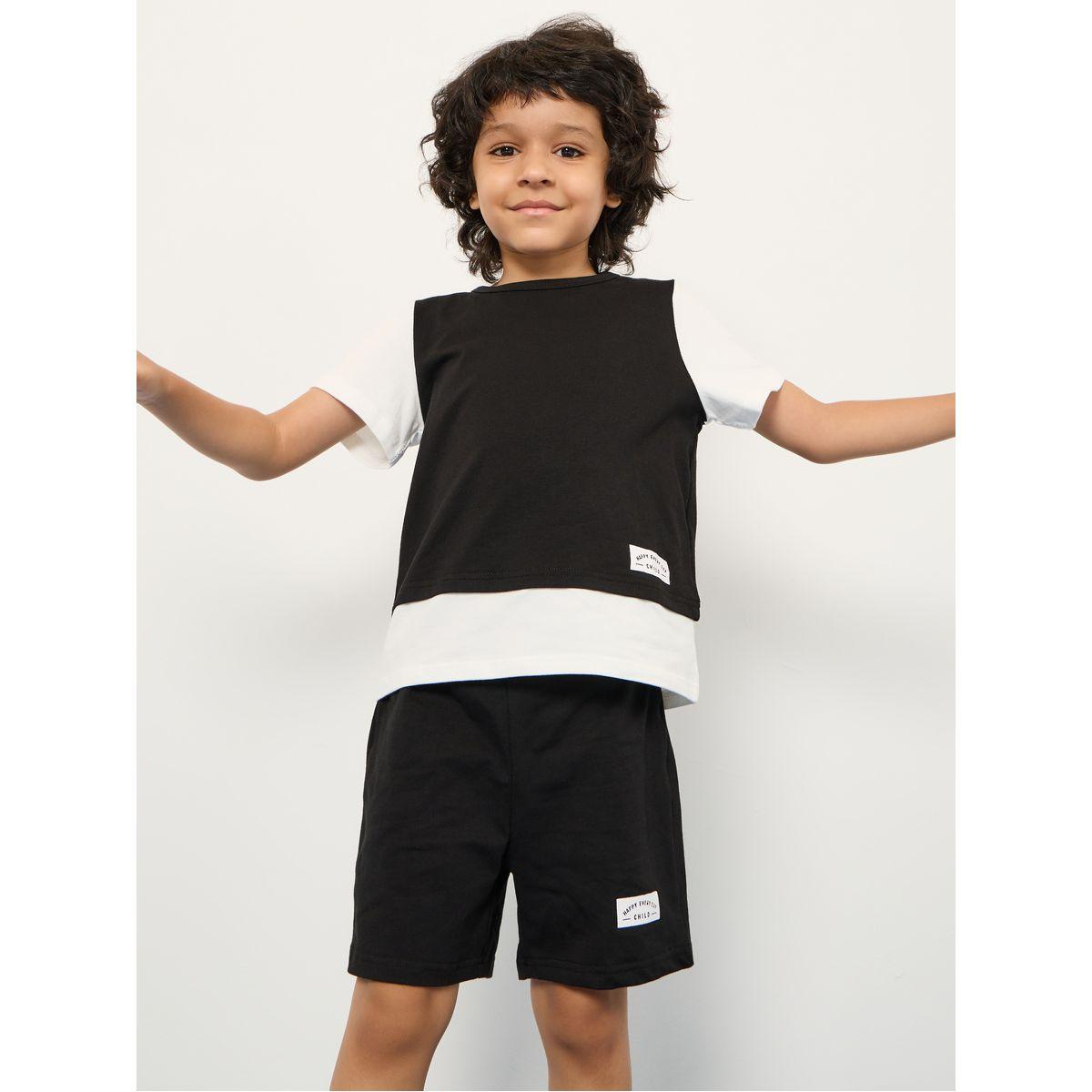 Styli Colorblock T-Shirt & Shorts Set-boys-clothing-setsandcoords-image-3