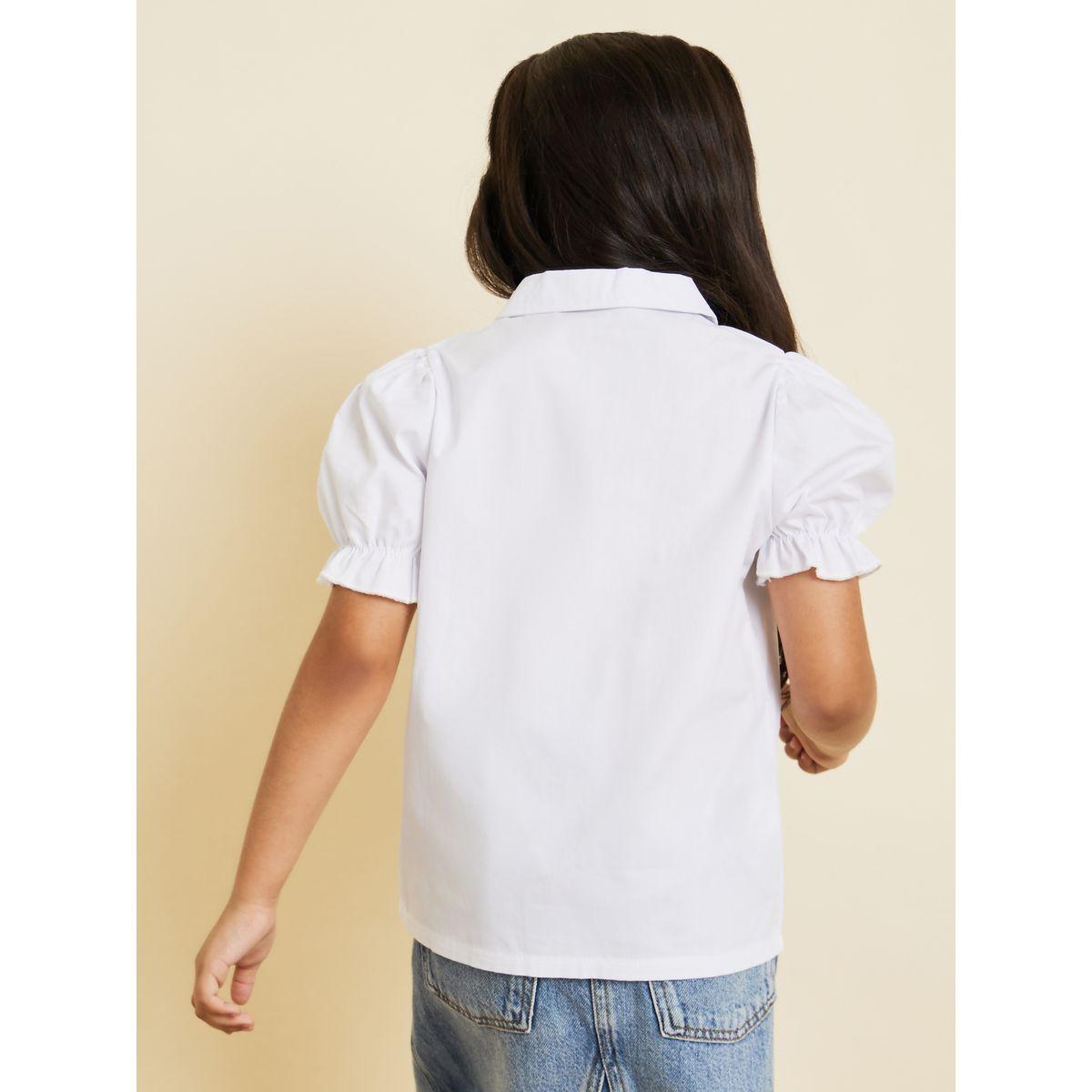 Styli Solid Puff Sleeve Collared Shirt-girls-clothing-blousesandshirts-image-5