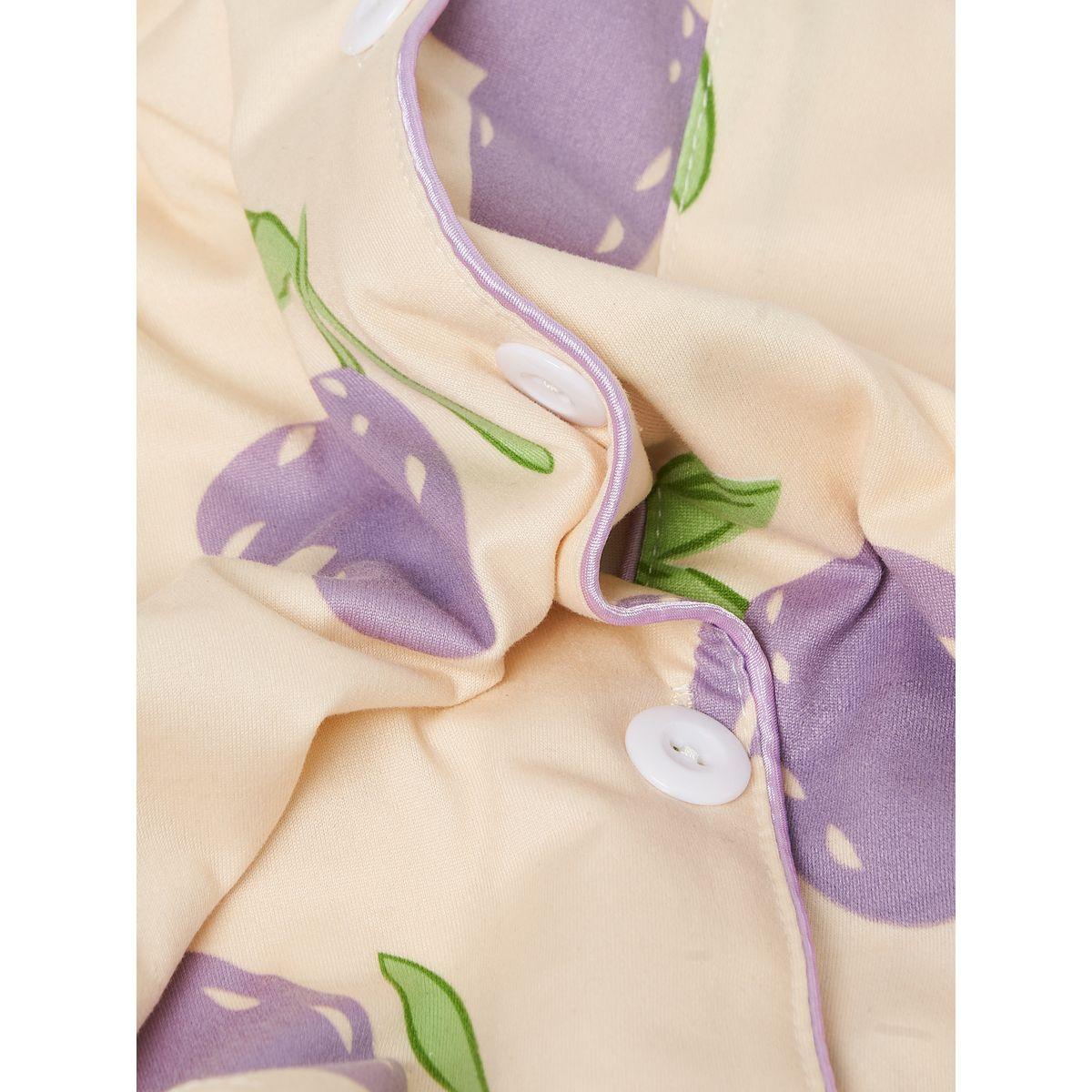 Styli Heart Leaf Print Shirt & Pyjama Set-girls-clothing-nightwear-image-6