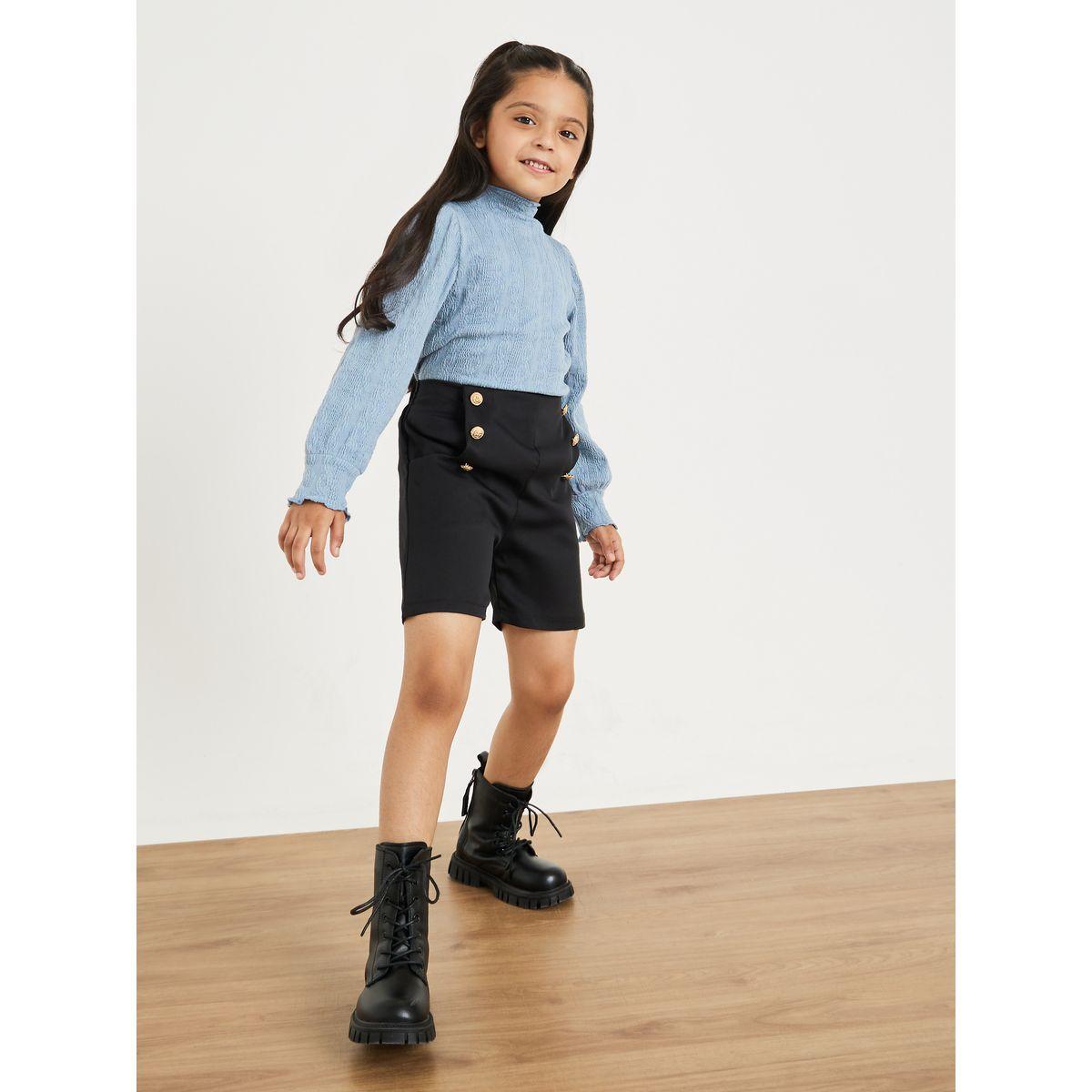 بلوزة بياقة عالية واكمام بالون-girls-clothing-tshirts-image-1