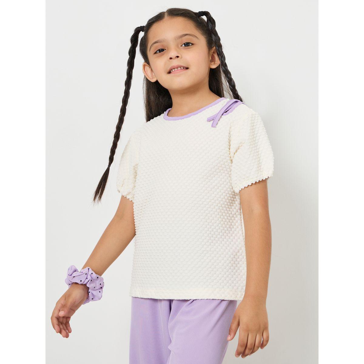 Styli Textured Puff Sleeve Top and Joggers Set-girls-clothing-setsandcoords-image-3