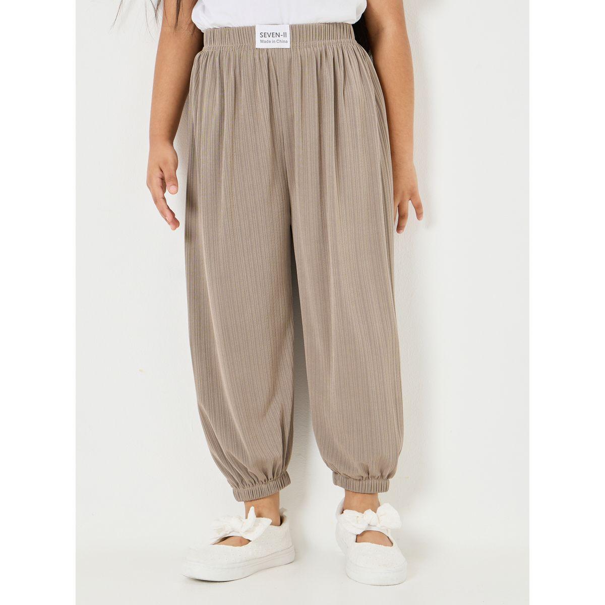 Styli Logo Patch Detail Textured Relax Fit Trouser-girls-clothing-bottoms-trousers-image-3