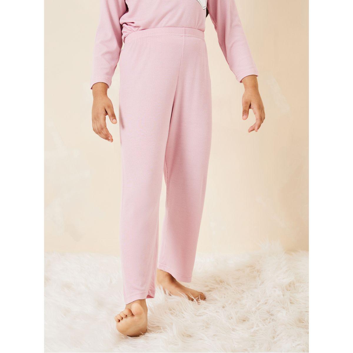 Styli Printed Pocket Ribbed T-Shirt & Pyjama Set-girls-clothing-nightwear-image-4