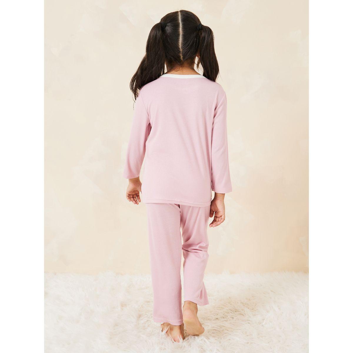 Styli Printed Pocket Ribbed T-Shirt & Pyjama Set-girls-clothing-nightwear-image-6