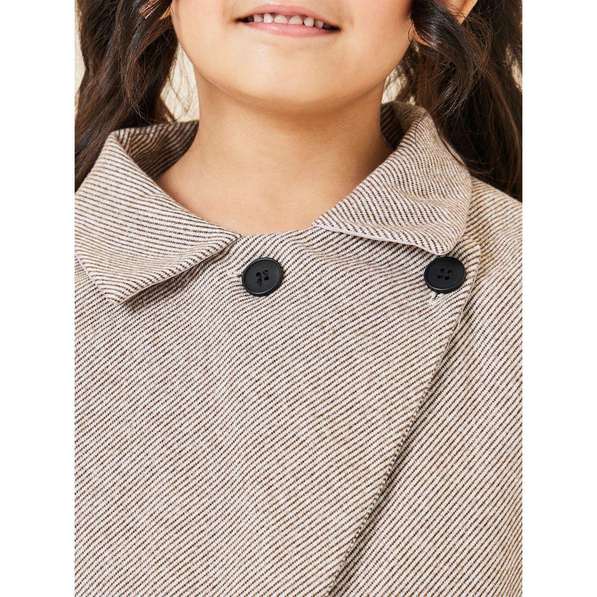 Styli Collared Wrap Cape Overcoat & Pleated Skirt Set-girls-clothing-setsandcoords-image-4