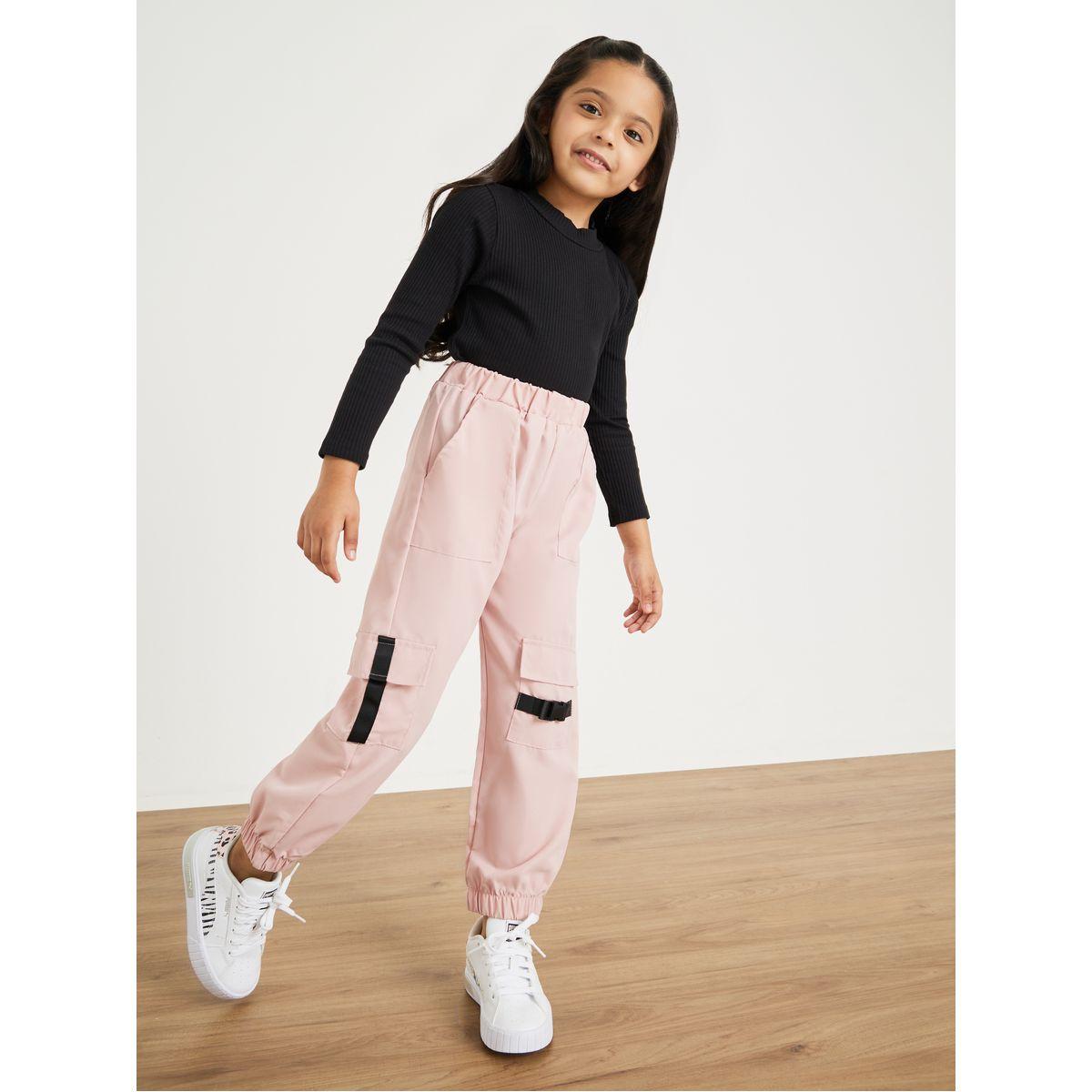 Styli Ribbed Top and Zip Buckle Detail Joggers Set-girls-clothing-setsandcoords-image-1