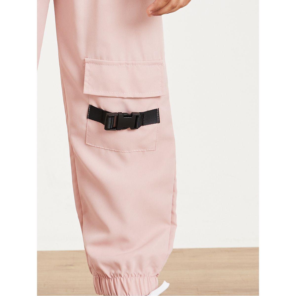 Styli Ribbed Top and Zip Buckle Detail Joggers Set-girls-clothing-setsandcoords-image-4