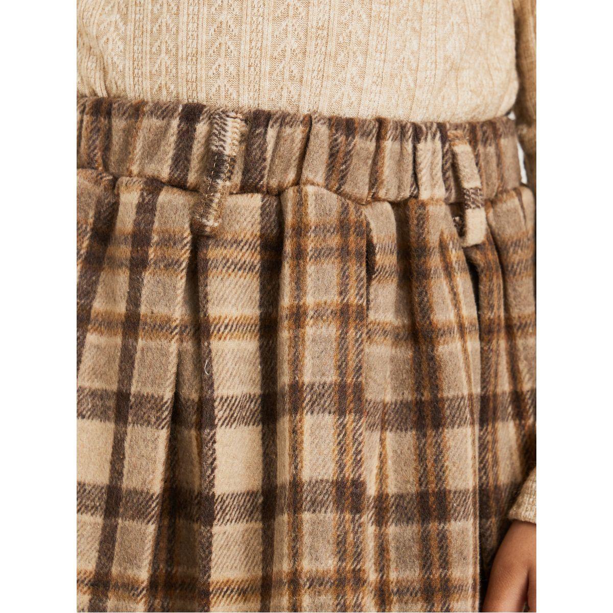 Styli Ribbed Ruffle Detail Top and Checkered Skirt Set-girls-clothing-setsandcoords-image-4