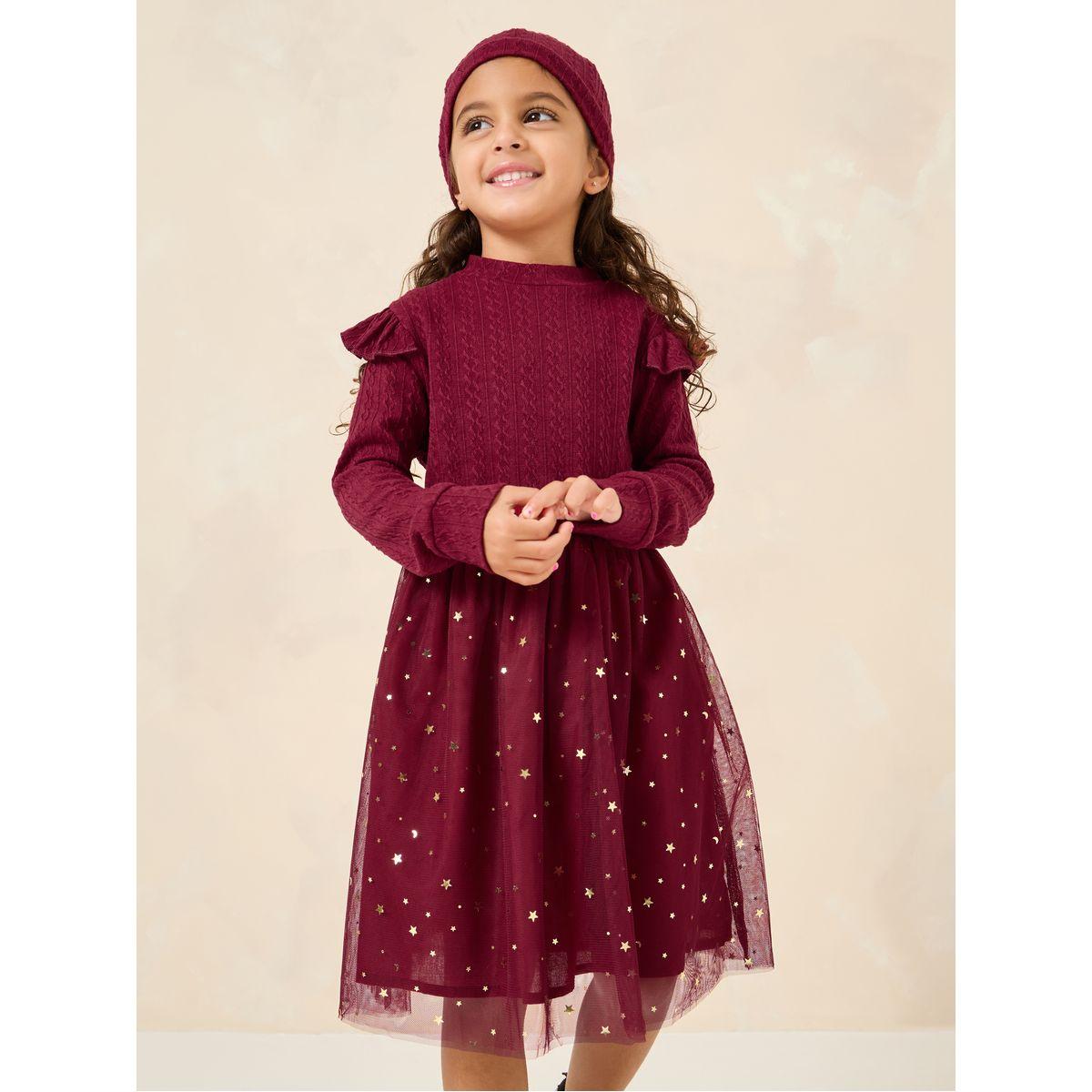 فستان بتداخلات شبكية وكشكش-girls-clothing-dressesandjumpsuits-image-1
