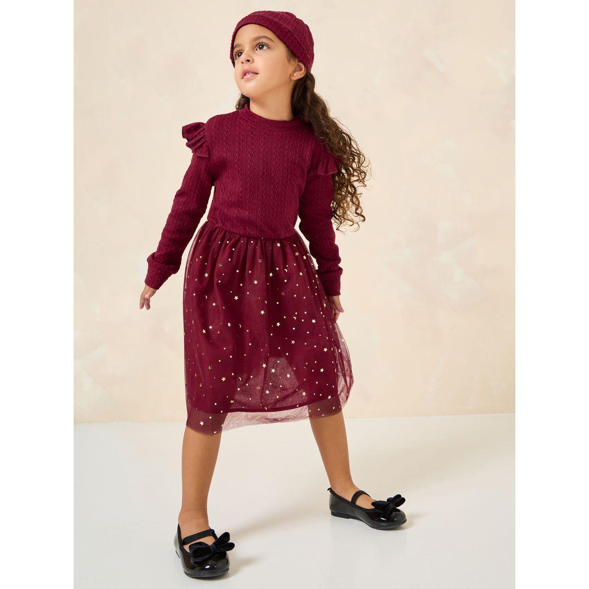فستان بتداخلات شبكية وكشكش-girls-clothing-dressesandjumpsuits-image-2