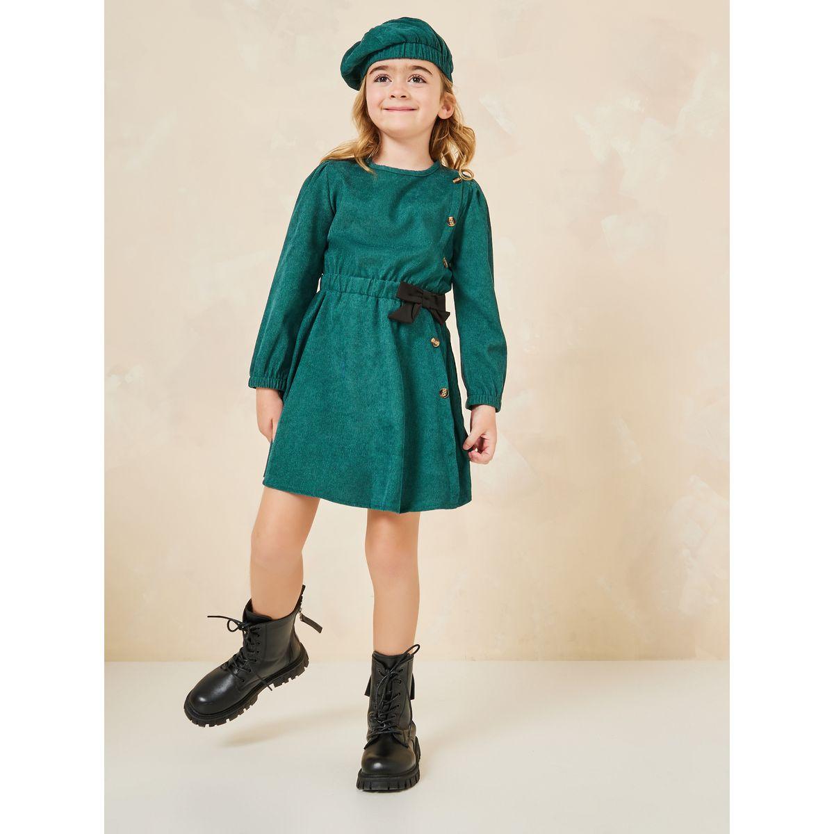فستان كوردروي مزين بفيونكة-girls-clothing-dressesandjumpsuits-image-2