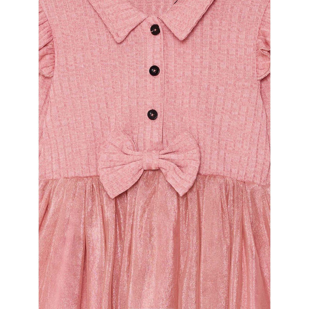 Styli Ribbed Button Down Bow Detail Dress-girls-clothing-dressesandjumpsuits-image-2