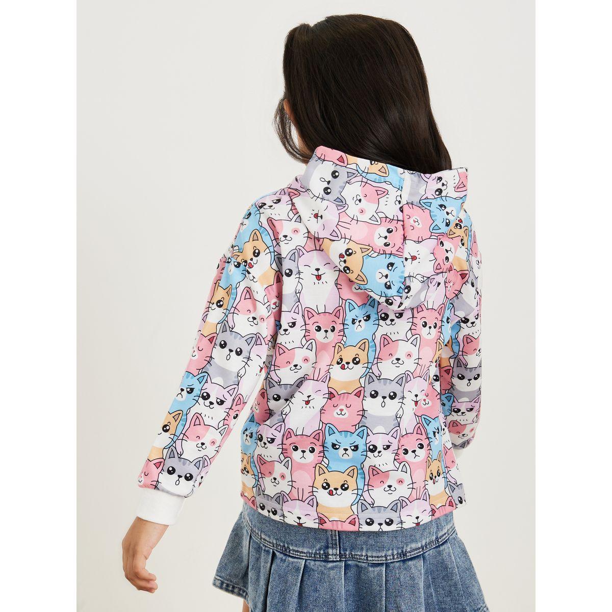 Styli Kitty Print Cuff Sleeve Hoodie-baby-girls-clothing-sweatshirts-image-5