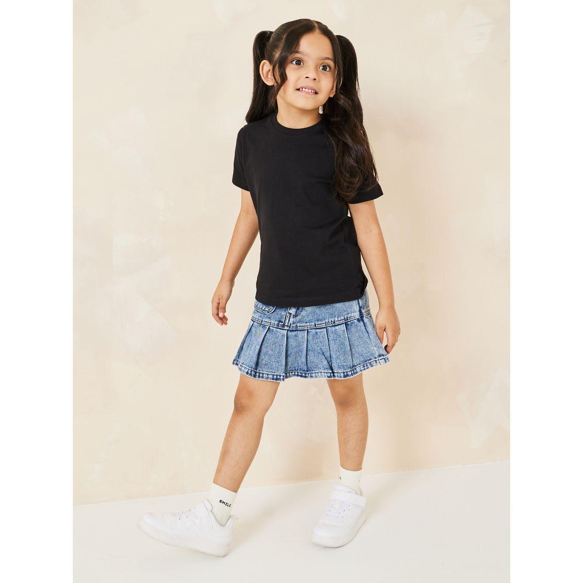 Styli Solid Cotton Round Neck T-Shirt-girls-clothing-tshirts-image-2