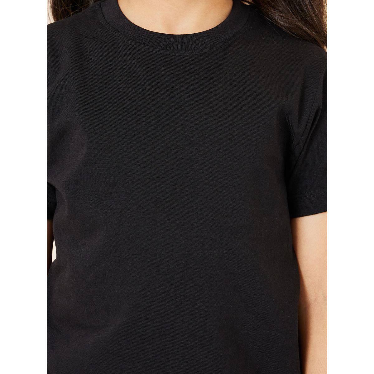 Styli Solid Cotton Round Neck T-Shirt-girls-clothing-tshirts-image-3
