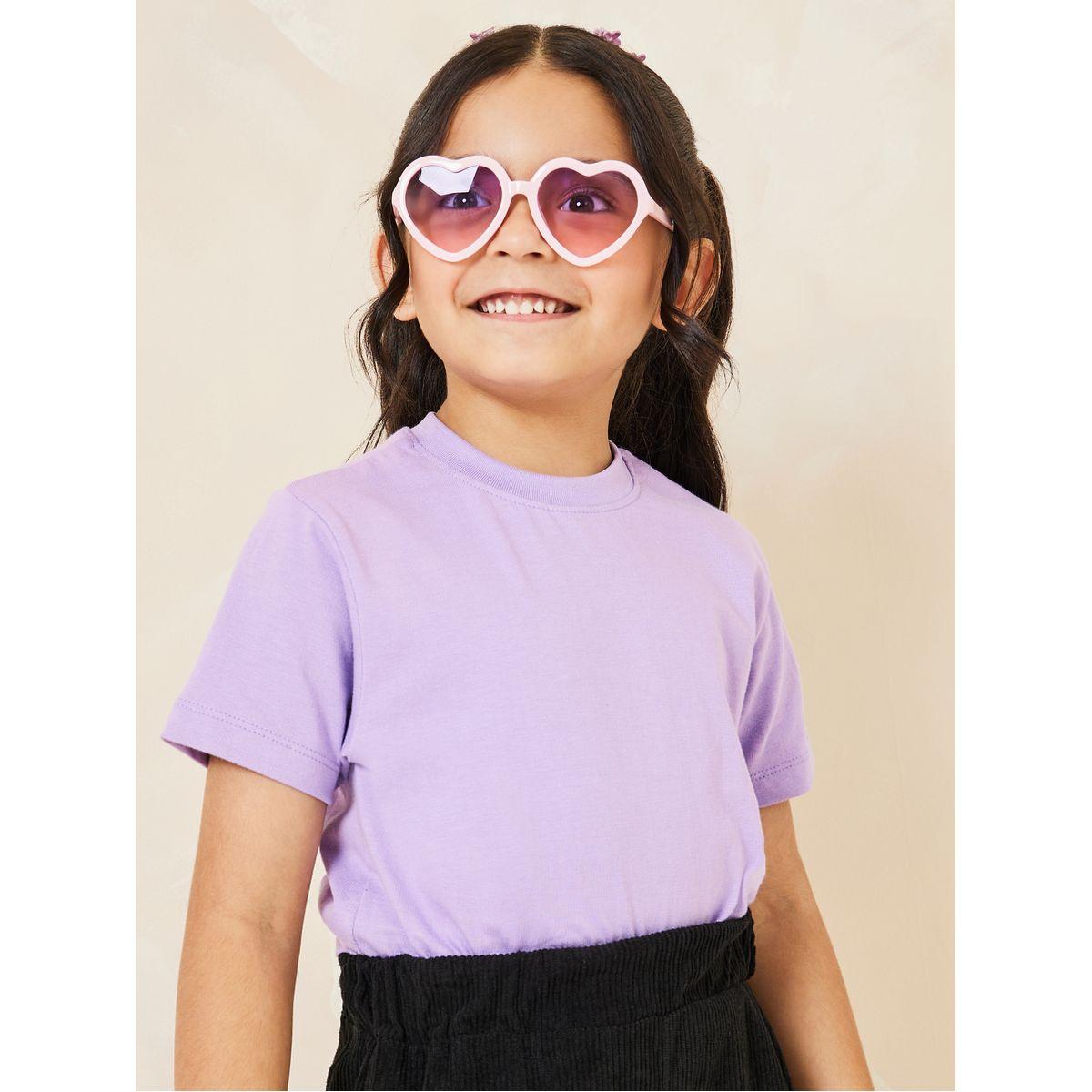 تيشيرت سادة بياقة دائرية-girls-clothing-tshirts-image-1