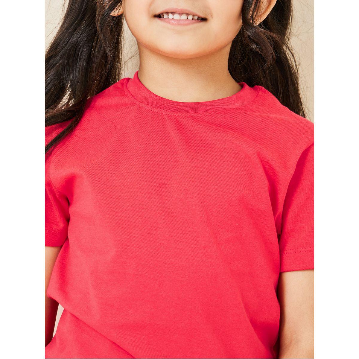 Styli Solid Cotton Round Neck T-Shirt-girls-clothing-tshirts-image-4