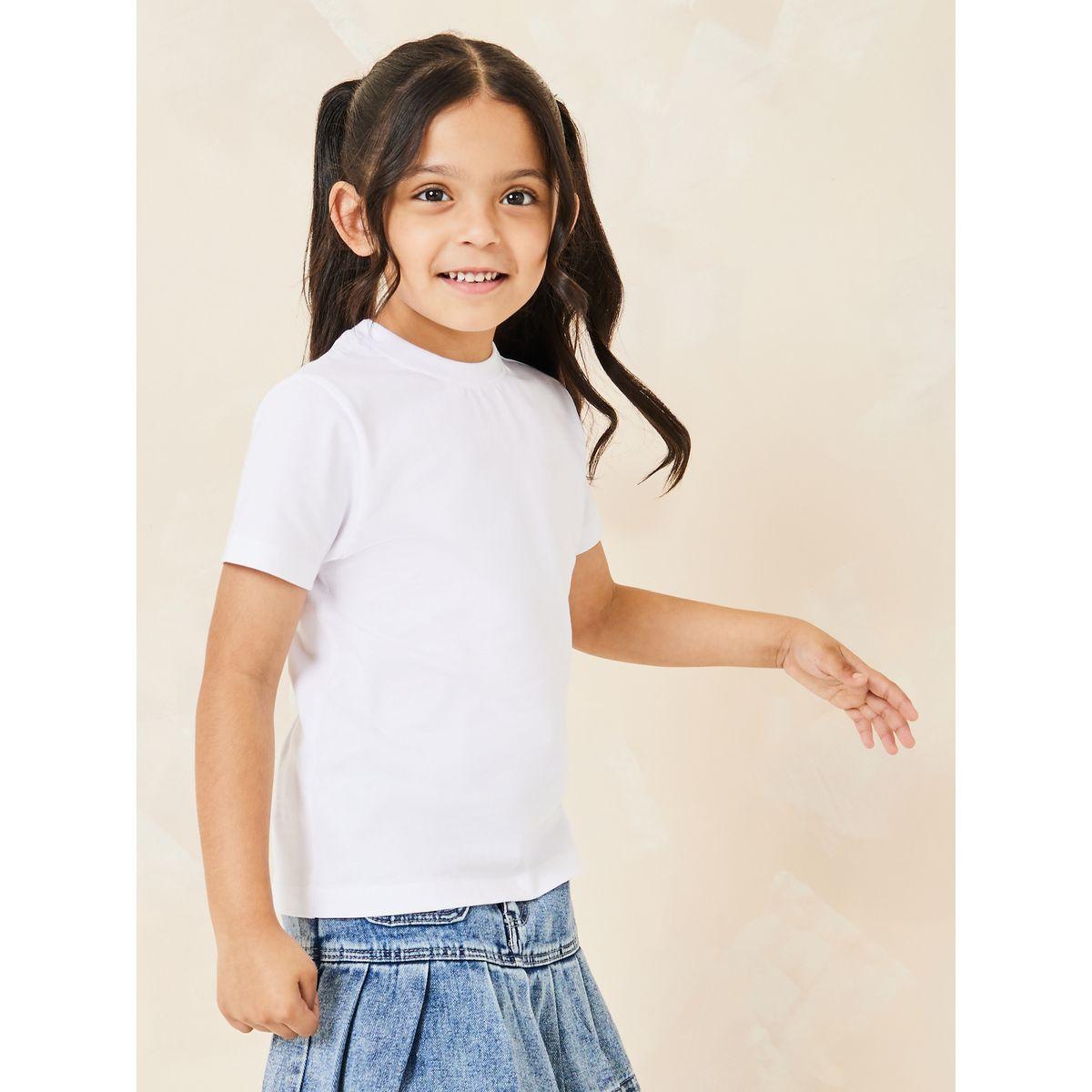 Styli Solid Cotton Round Neck T-Shirt-girls-clothing-tshirts-image-3
