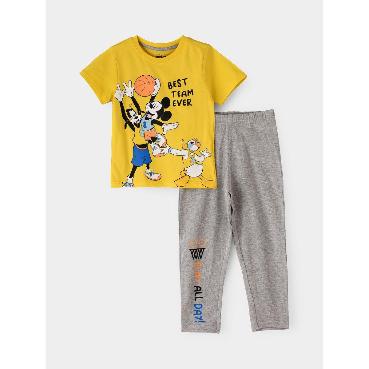 URBAN HAUL X Styli Disney Mickey & Friends Junior T-Shirt & Pyjama Set-boys-clothing-nightwear-image-1